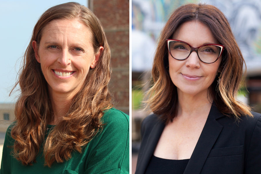 2 portrait photos side by side, from left right pictured is Kimberly Beckett, Downtown Akron Partnership director of business relations and development, and Suzie Graham, Downtown Akron Partnership president & CEO